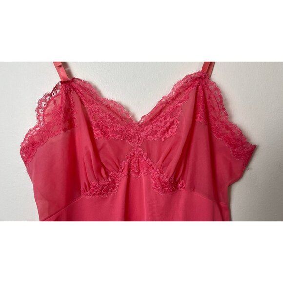 VINTAGE 60'S VANITY FAIR PLEATED HEM SLIP DRESS PUNK M - Picture 2 of 10